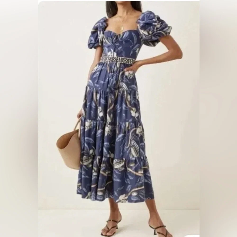 $1350 New Johanna Ortiz Botanical Heritage Long Floral Crepe Dress - Picture 2 of 15